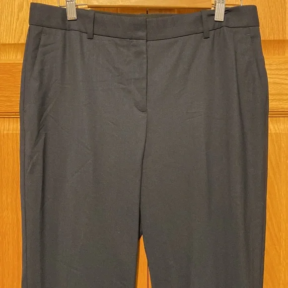 Theory Heze Contour 100% virgin Wool navy blue cropped cuffed hem light pants 10 - Picture 3 of 11